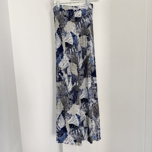 French Connection Blue Palm Leaf Wide Leg Pant - Picture 5 of 6